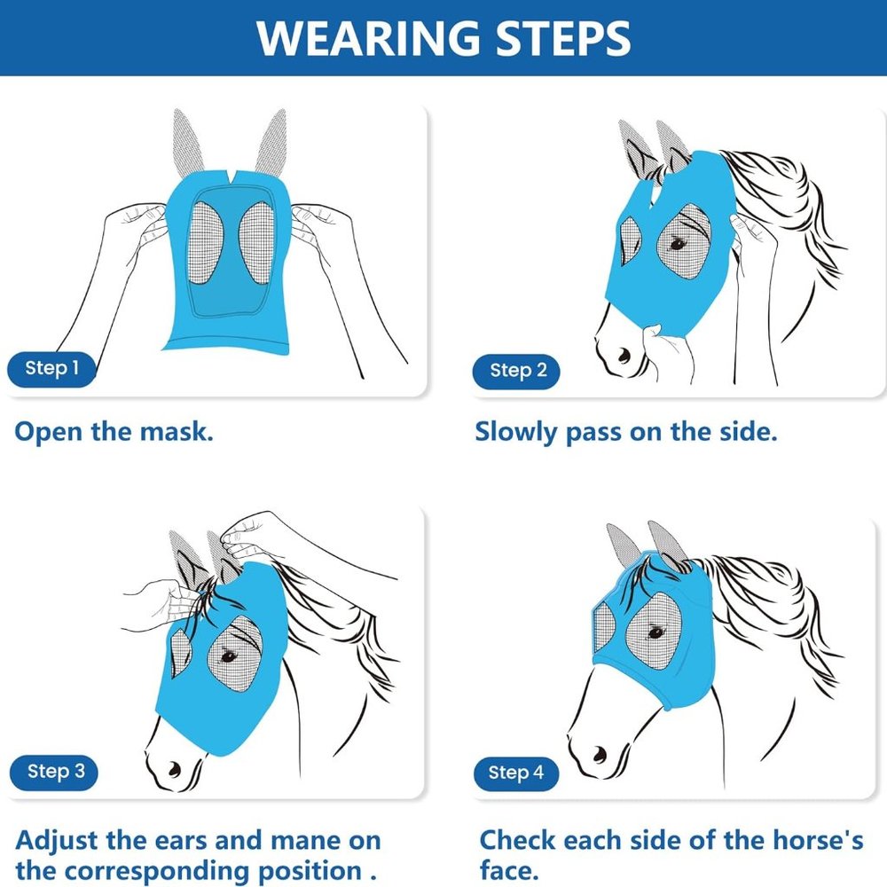 Horse Fly Mask Horse Supplies Fly Masks for Horses with Ears Soft Fine Mesh - Picture 6 of 6